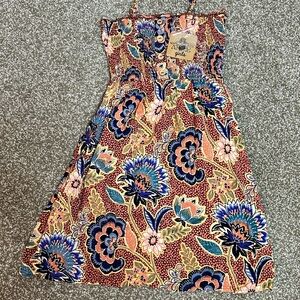 Angie Girls Floral Smocked Sundress Adjustable Straps Size L NWT